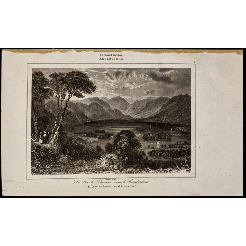Gravure de 1842 - Le lac de Dervent - 1