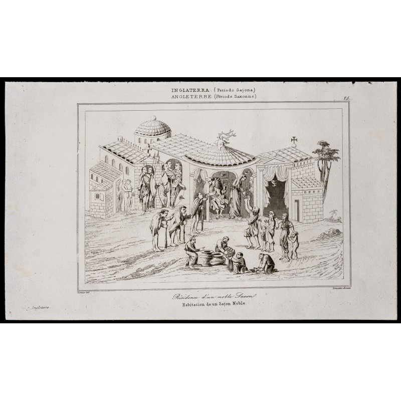 Gravure de 1842 - Résidence d'un noble Saxons - 1