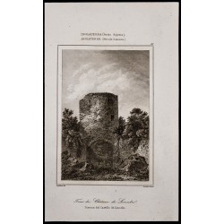 Gravure de 1842 - Tour du château de Lincoln - 1