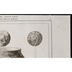 Gravure de 1842 - Vases et Monnaie - 3