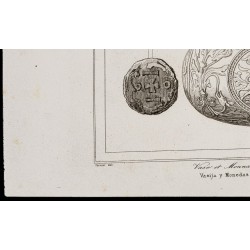 Gravure de 1842 - Vases et Monnaie - 4