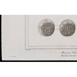 Gravure de 1842 - Monnaies Saxonnes - 4