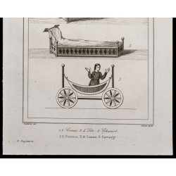 Gravure de 1842 - Cornes - Lits - Chariots - 3