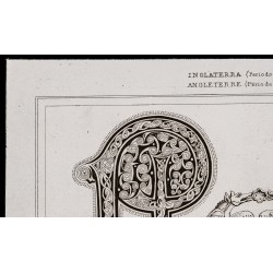 Gravure de 1842 - Lanternes - Lettres ornées - 2