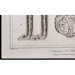Gravure de 1842 - Lanternes - Lettres ornées - 4