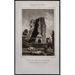 Gravure de 1842 - Ruines d'un monastère à Canterbury - 1