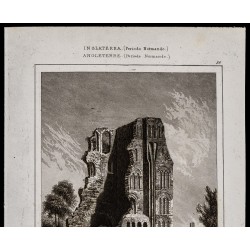 Gravure de 1842 - Ruines d'un monastère à Canterbury - 2
