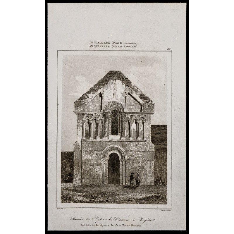 Gravure de 1842 - Église du Château de Norfolk - 1