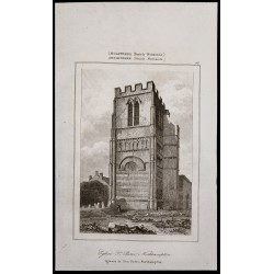 Gravure de 1842 - Clocher de l'Église St-Pierre - 1