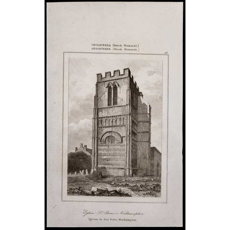 Gravure de 1842 - Clocher de l'Église St-Pierre - 1