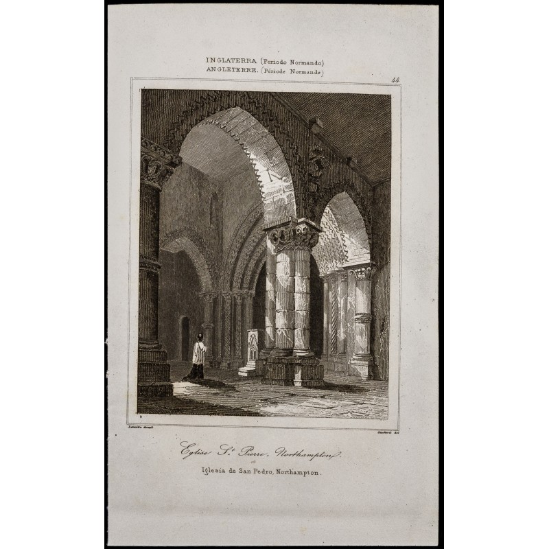 Gravure de 1842 - Église St-Pierre - Northampton - 1