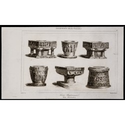 Gravure de 1842 - Fonts baptismaux - 1