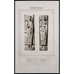 Gravure de 1842 - Henri II et Richard I (Gisant) - 1