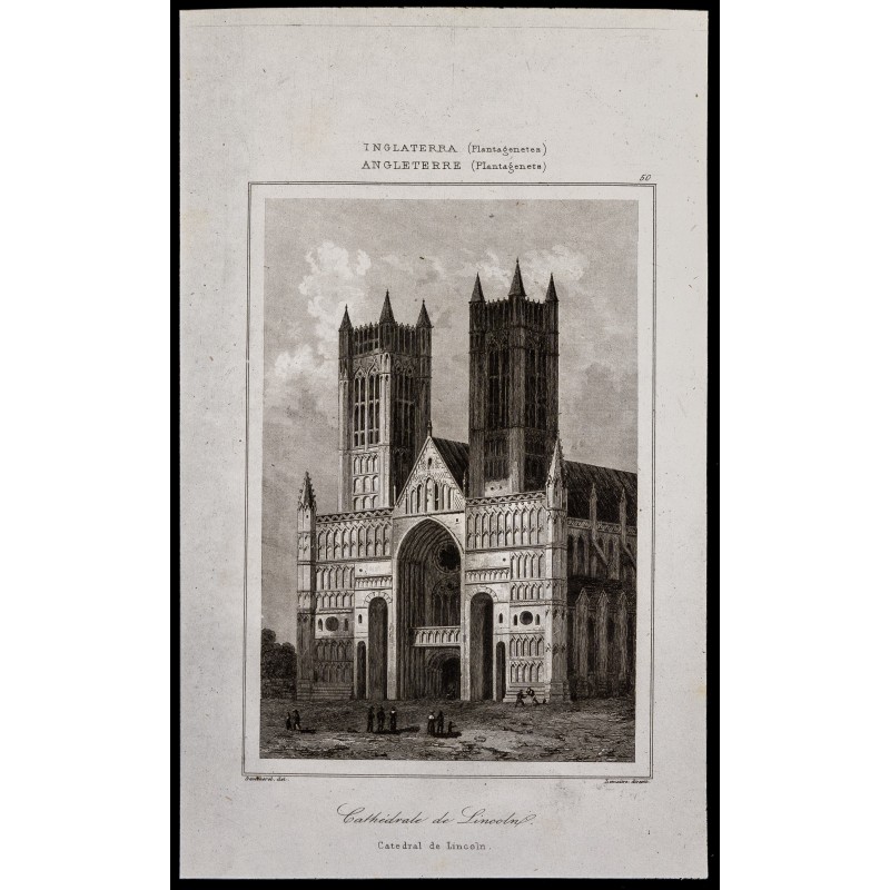 Gravure de 1842 - Cathédrale de Lincoln - 1