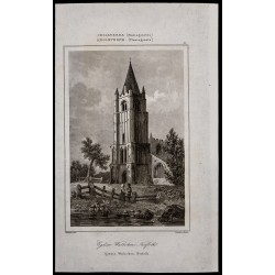 Gravure de 1842 - Clocher Walsoken - Norfolk - 1