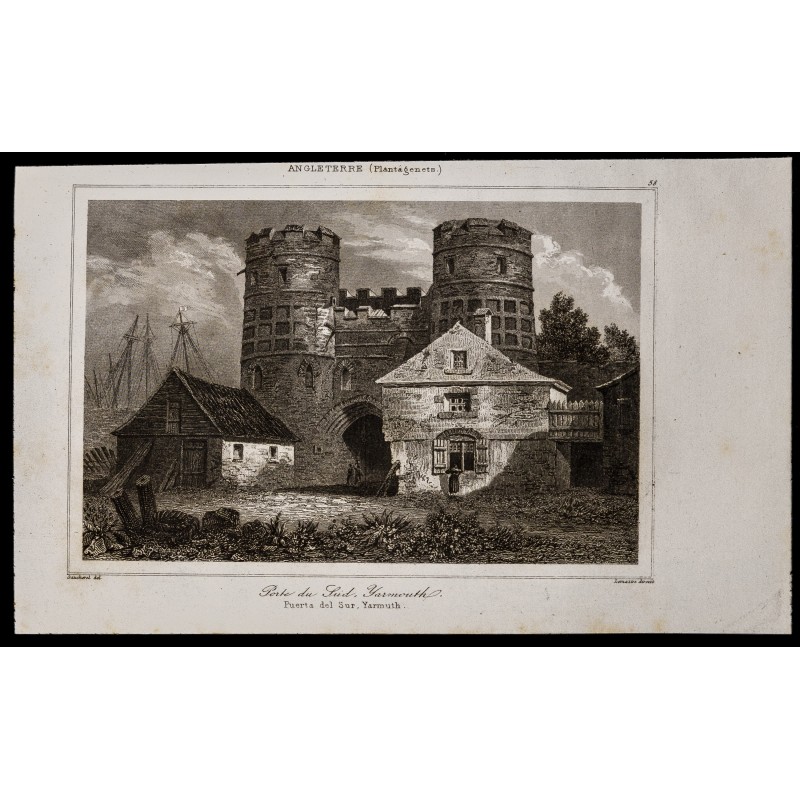 Gravure de 1842 - Porte du Sud - Yarmouth - 1