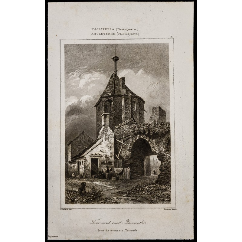Gravure de 1842 - Tour Nord Ouest - Yarmouth - 1