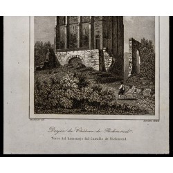 Gravure de 1842 - Donjon du Château de Richmond - 3