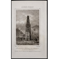 Gravure de 1842 - Monument à Wolton - Edward 1er - 1