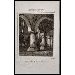 Gravure de 1842 - Église de la Ste Croix - Hamshire - 1