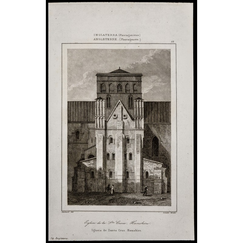 Gravure de 1842 - Église de la Sainte Croix - Hamshire - 1