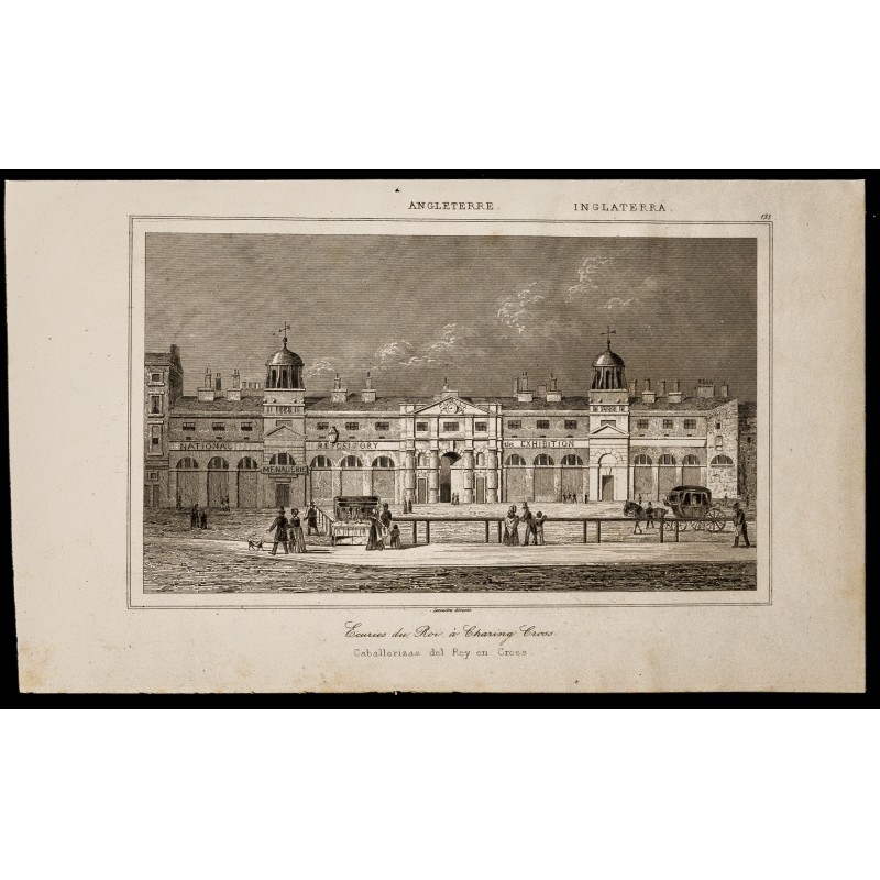 Gravure de 1842 - Écuries du roi à Charing Cross - 1
