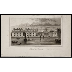 Gravure de 1842 - Hôpital de Greenwich - 1