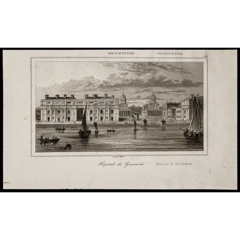 Gravure de 1842 - Hôpital de Greenwich - 1