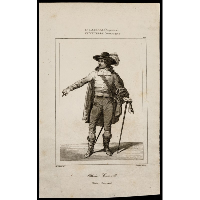 Gravure de 1842 - Olivier Cromwell - Portrait - 1
