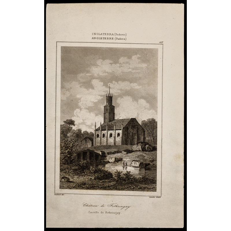 Gravure de 1842 - Château de Fothringay - 1