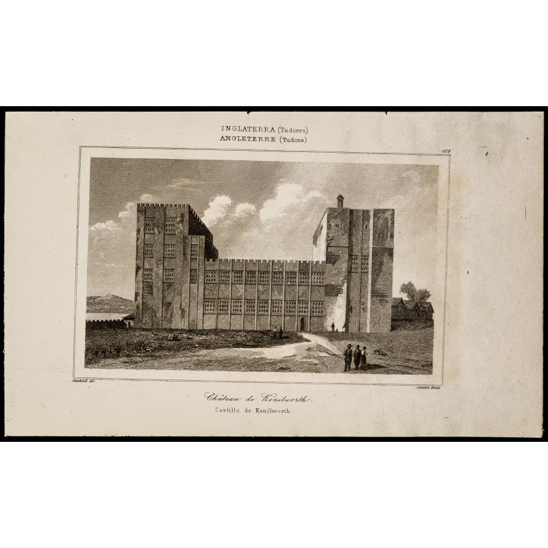 Gravure de 1842 - Château de Kenilworth - 1