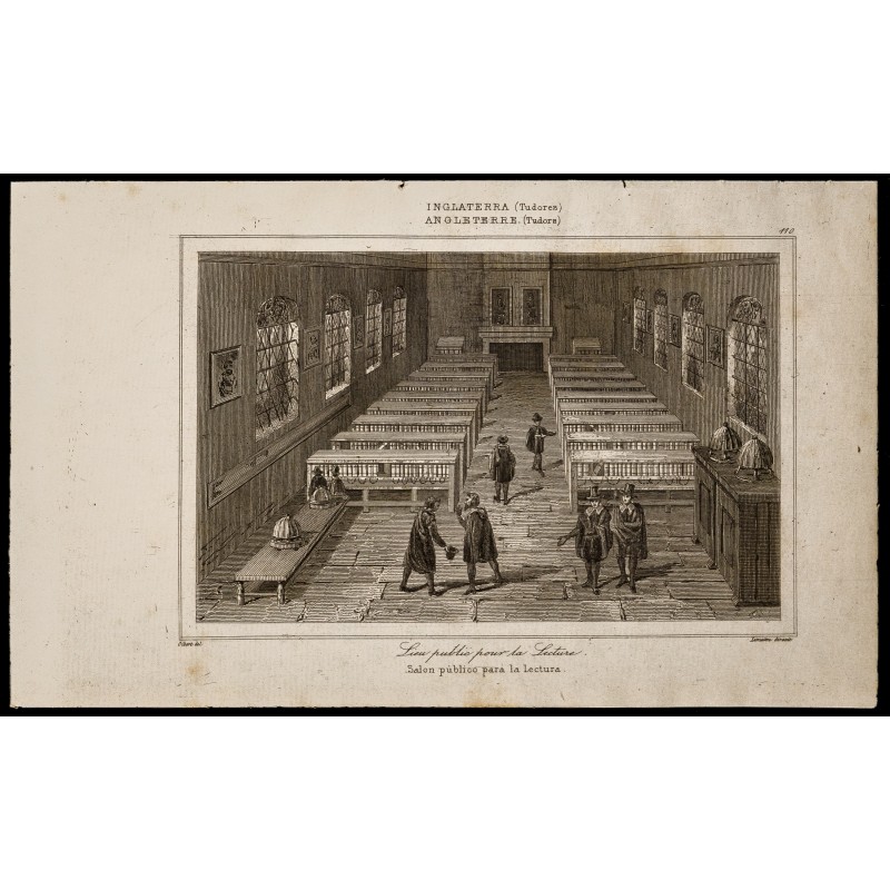 Gravure de 1842 - Lieu public pour la lecture - 1
