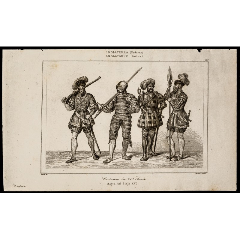 Gravure de 1842 - Costumes du XVIe siècle - 1