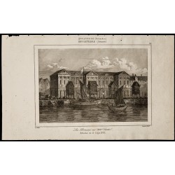 Gravure de 1842 - La douane - Londres - 1