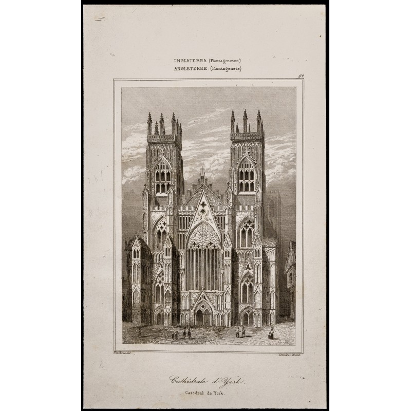 Gravure de 1842 - Cathédrale d'York - 1