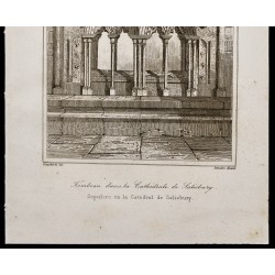 Gravure de 1842 - Tombeau - Cathédrale de Salisbury - 3