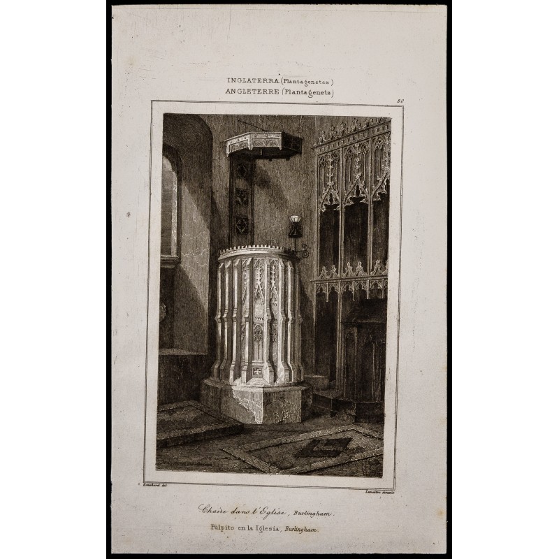 Gravure de 1842 - Chaire - Burlingham - 1