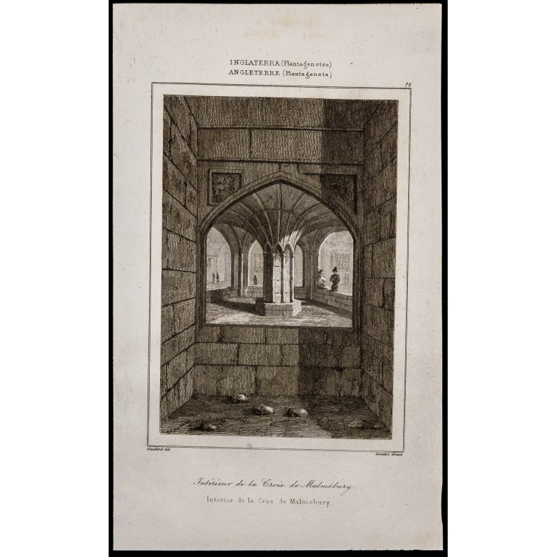 Gravure de 1842 - Intérieur de la croix de Malmesbury - 1