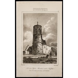 Gravure de 1842 - Tour de l'église Beecham-well - 1