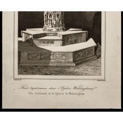 Gravure de 1842 - Fonts baptismaux - Walsingham - 3