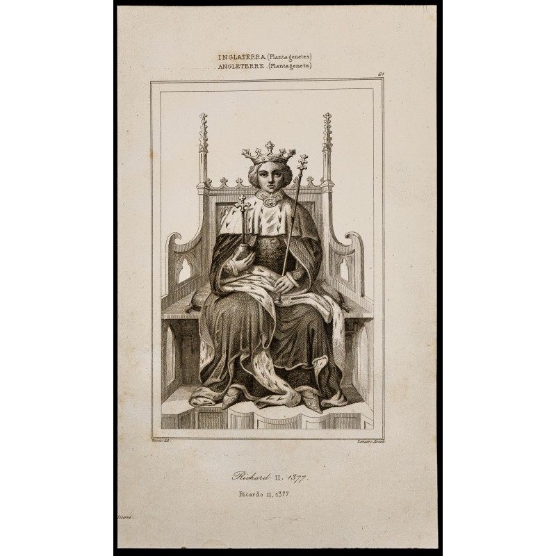 Gravure de 1842 - Richard II - Portrait - 1