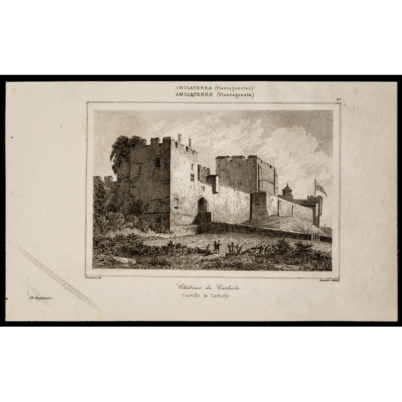Gravure de 1842 - Château de Carlisle - 1