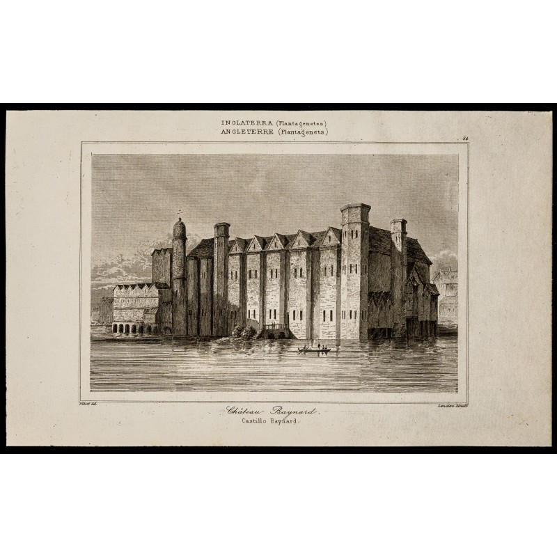 Gravure de 1842 - Chateau Baynard - Londres - 1