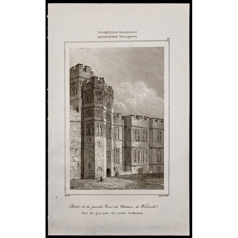 Gravure de 1842 - Château de Warwick - 1