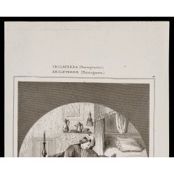 Gravure de 1842 - Intérieur d'habitation vers 1471 - 2