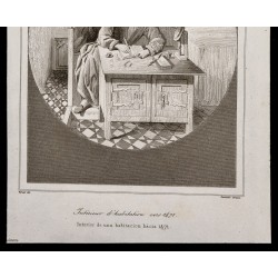 Gravure de 1842 - Intérieur d'habitation vers 1471 - 3