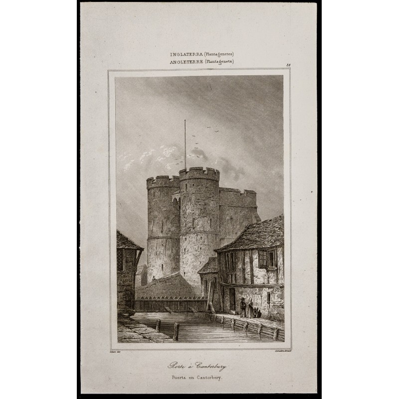 Gravure de 1842 - Porte à Canterbury - 1