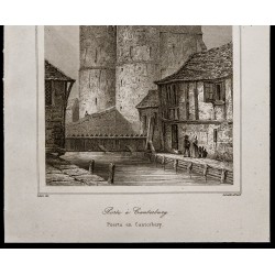 Gravure de 1842 - Porte à Canterbury - 3