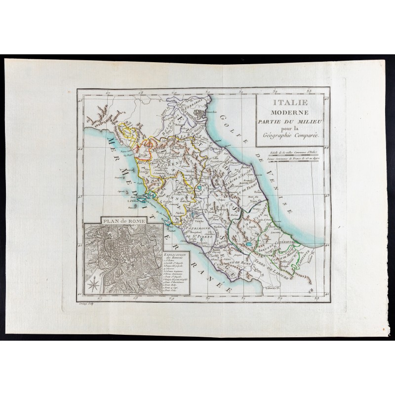 Gravure de 1785 - Carte de l'Italie du centre - 1