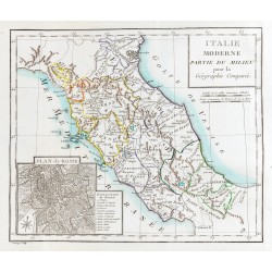 Gravure de 1785 - Carte de l'Italie du centre - 2